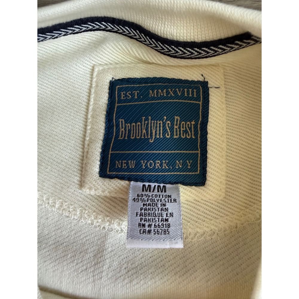 Brooklyn's Best Mens Positive Vibes Embroidered T-Shirt Cream Textured Size M - Picture 8 of 10
